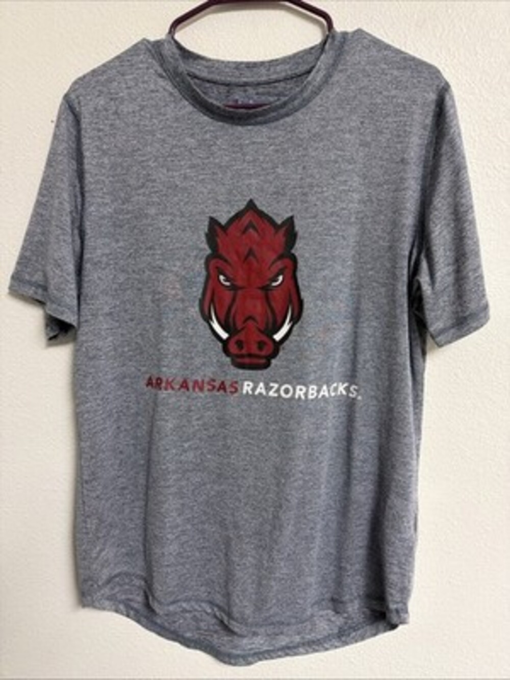 Men's M Champion Authentic Arkansas Razorbacks Short Sleeve Shirt Navy Color